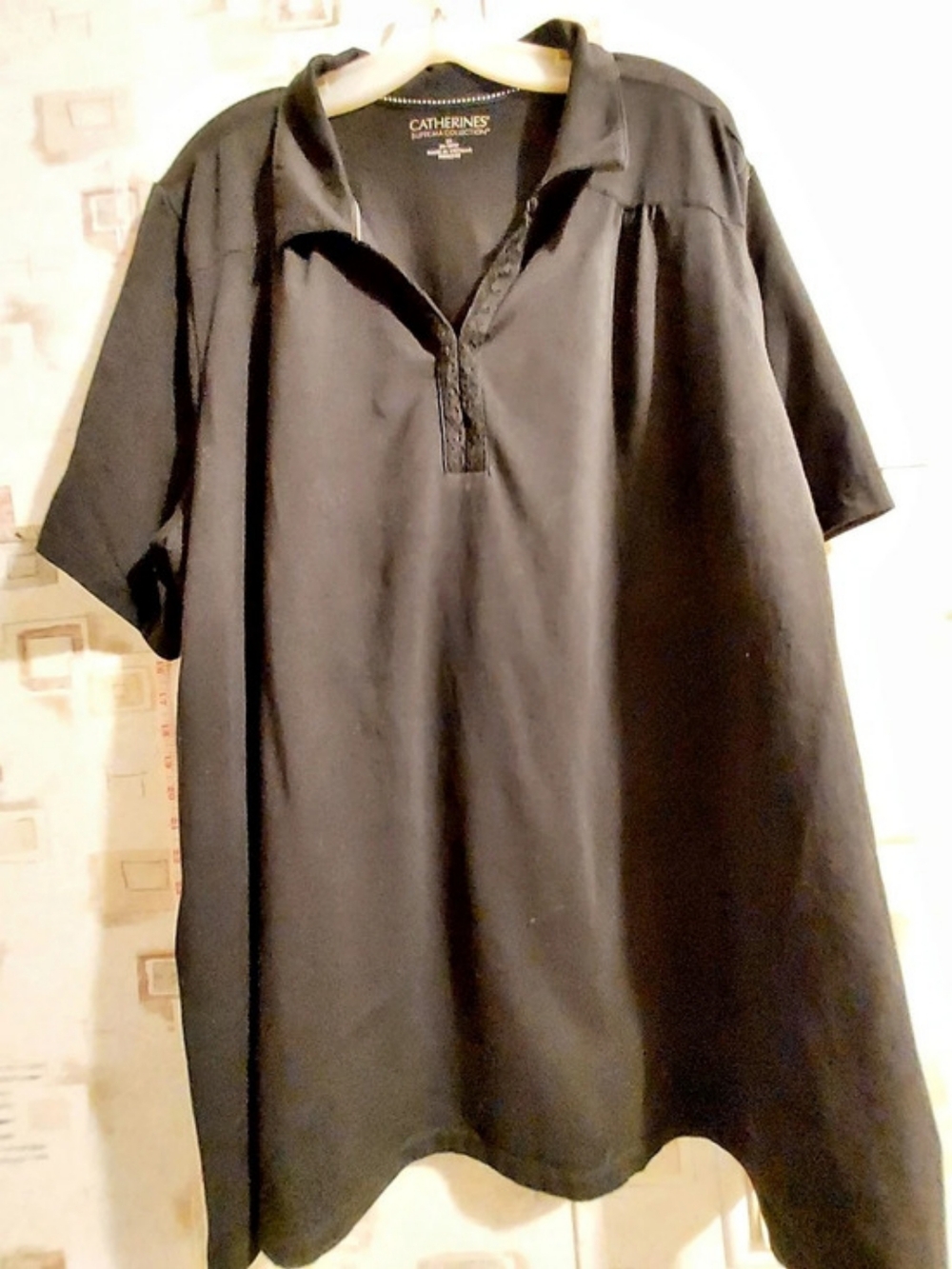 Catherines Suprema Collection Short Sleeve Polo Shirt Short Sleeve Polo Black 3X